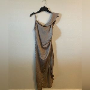 Gold Cocktail Dress, One-Shoulder